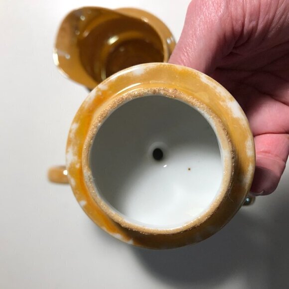 Blue Lusterware? - Creamer & Sugar Set - Floral - Made in Japan #83 - Picture 6 of 7